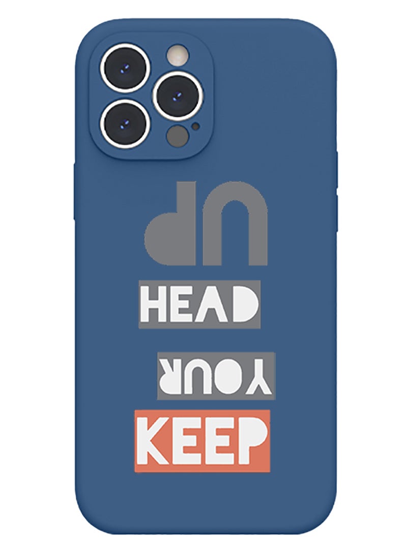 Theodor Protective Slim Fit Case Liquid Silicone Cover with Full Body Protection Anti-Scratch Shockproof Case For iPhone 12 Pro Max Blue  - Keep your head up copy - Image 1