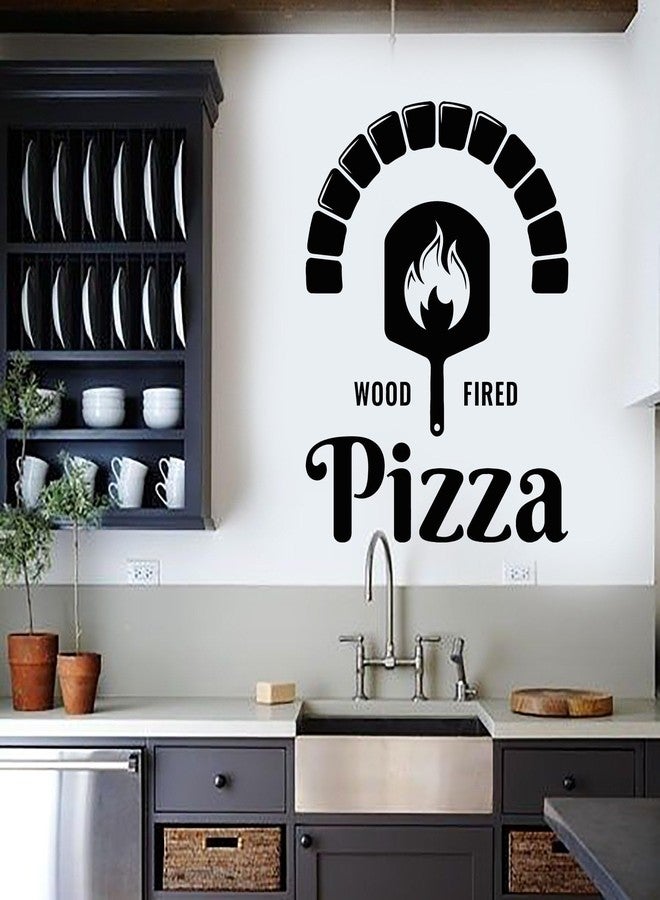 SnappySticker Pizza Wood Fired Wall Sticker for Bedroom Living Room Office ? Large Removable Waterproof Vinyl Wall Decal ? Home Decor Sticker Size: 27 X35
