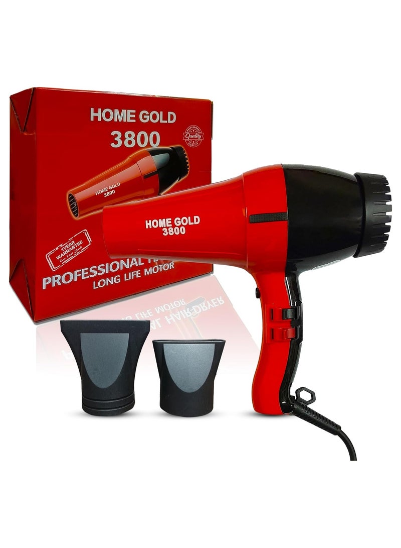 Home Gold Professional Hair Dryer - Salon Quality Results at Home - 4 Heat Settings and 2 Speeds - 1500 Watts 3800 - Image 1