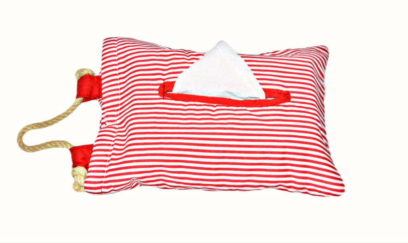 Creative Textiles Colorful Cute Hanging Car Tissue Holder Back Hanging Tissue Box Covers Napkin Paper Towel Box Holder Multipurpose (Red and White) - Image 3