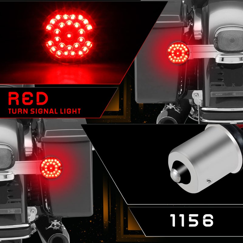 QUASCO 1157 1156 LED Turn Signals, 3 1/4 Inch Flat Front Rear Lights Integrated Smoked Lens Compatible with Harley Electra Glide Softail Ultra Classic Ultra Limited Road King Tour Glide - Image 3