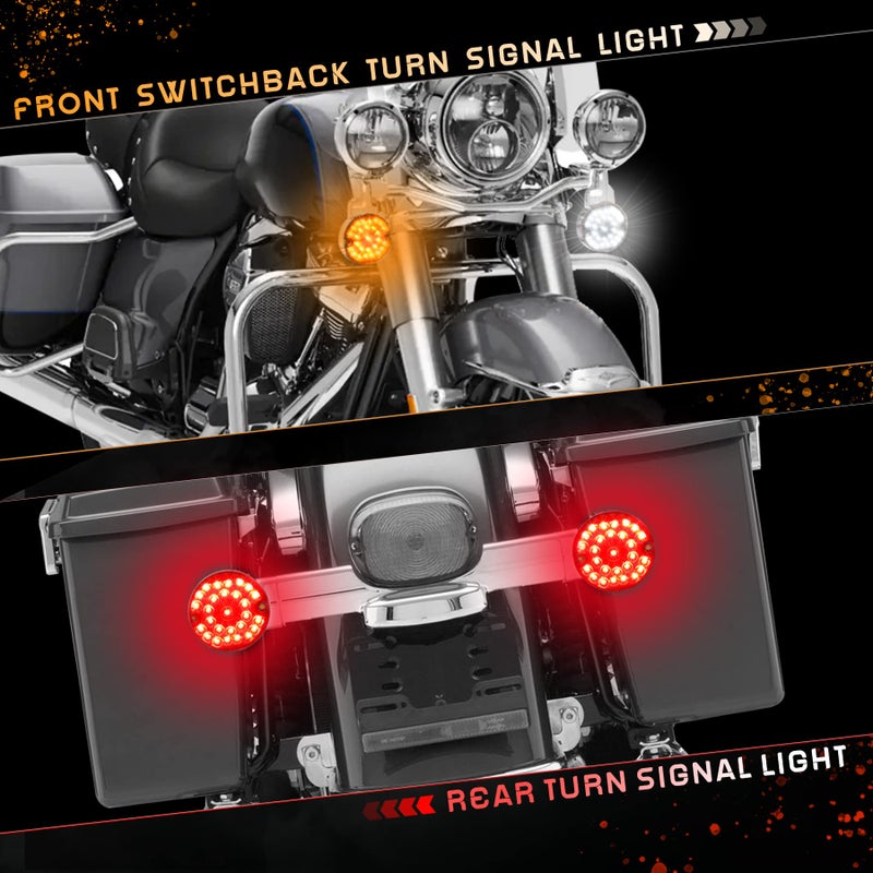 QUASCO 1157 1156 LED Turn Signals, 3 1/4 Inch Flat Front Rear Lights Integrated Smoked Lens Compatible with Harley Electra Glide Softail Ultra Classic Ultra Limited Road King Tour Glide - Image 4