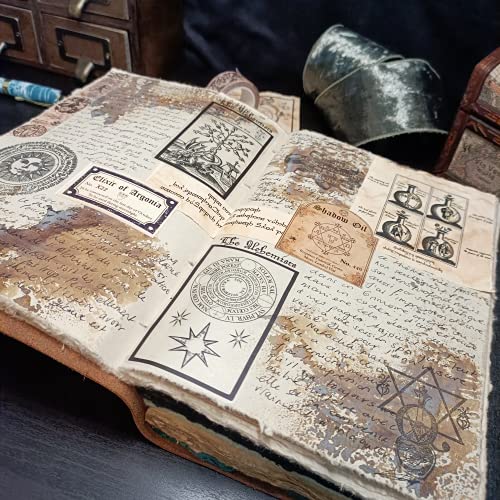 Modest Goods VINTAGE LEATHER JOURNAL for Women & Men, Leather Bound Junk Journal Scrapbook, 240 Pages Colored Deckle Edge Paper, Rustic Travel Journal, Antique Grimoire, Book of Shadows, Old fantasy notebook - Image 5