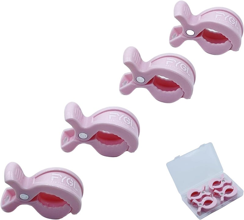 FYGL Universal Stroller Clips | 4PCS Multiuse Fasteners for Pram Toys, Sun Shades, and Blankets - Pink - Image 1