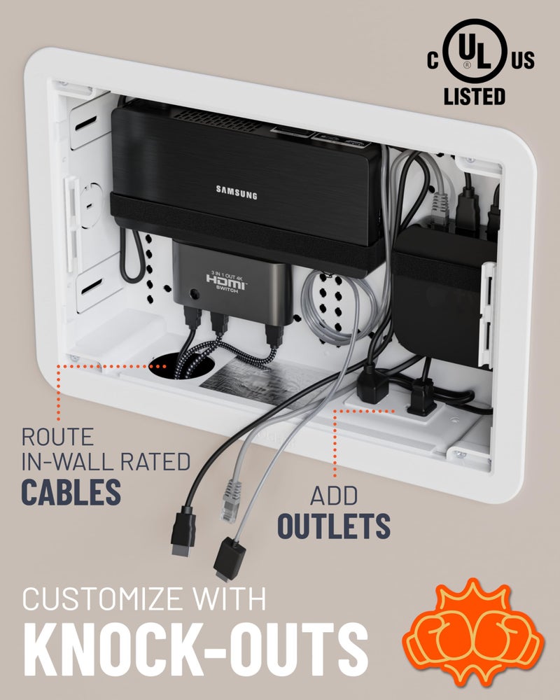 ECHOGEAR 9" in-Wall TV Media Box - Recessed TV Outlet & Network Enclosure - Works with Roku, Apple TV, Fire TV Stick, & Samsung One Connect Mini - WiFi Friendly Cable Management Kit - Image 4