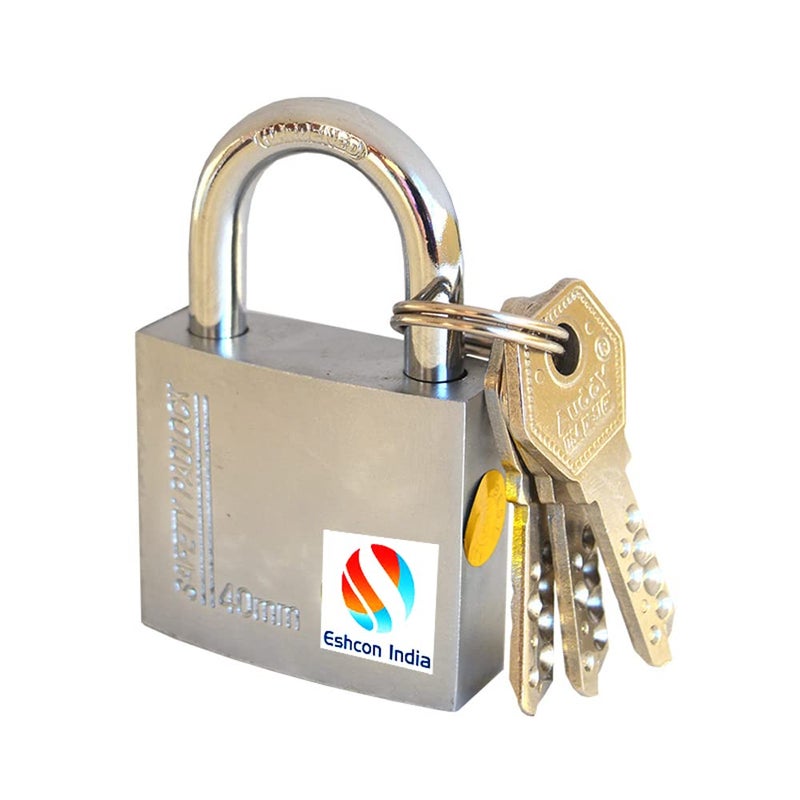 Eshcon 40MM Silver Colour Padlock Full Brass Cylinder with 3 Dimple Keys  - Image 3