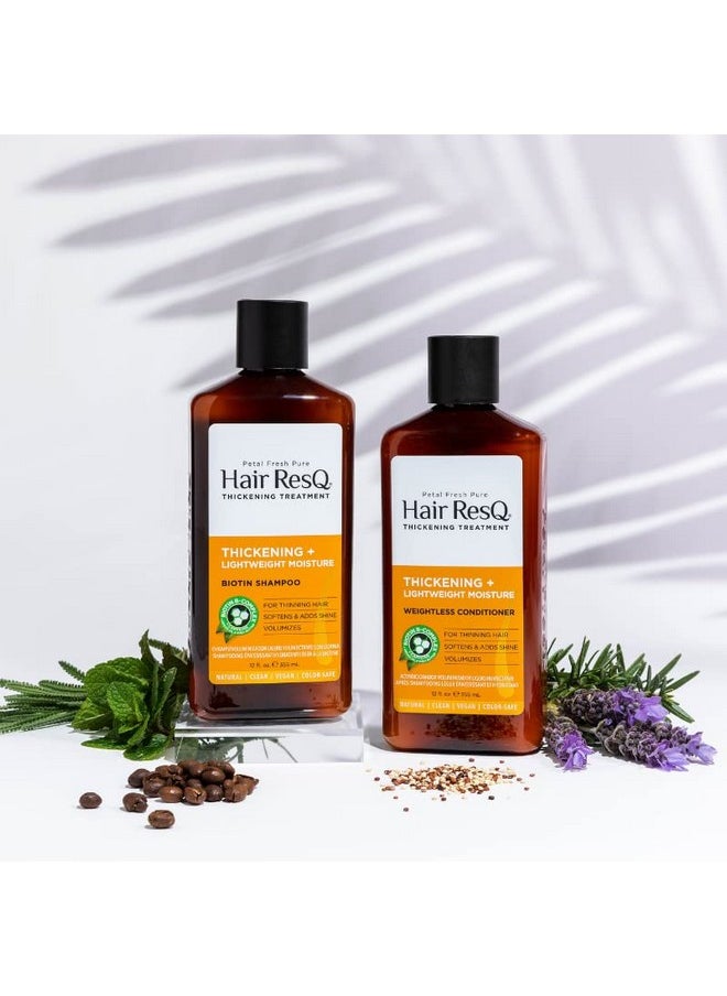 Petal fresh Hair Resq Thickening Lightweight Moisture Shampoo + Conditioner - 355 * 2 Ml | For Dry, Thin Hair | With Biotin, Argan, Shea Butter | Free Of Sulphate & Silicones  - Image 2