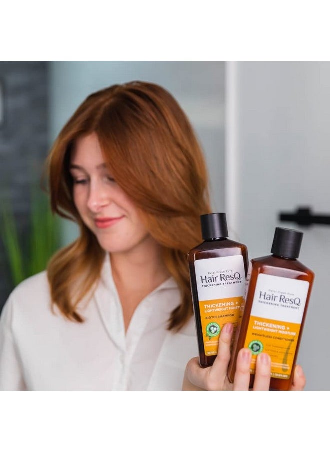 Petal fresh Hair Resq Thickening Lightweight Moisture Shampoo + Conditioner - 355 * 2 Ml | For Dry, Thin Hair | With Biotin, Argan, Shea Butter | Free Of Sulphate & Silicones  - Image 5