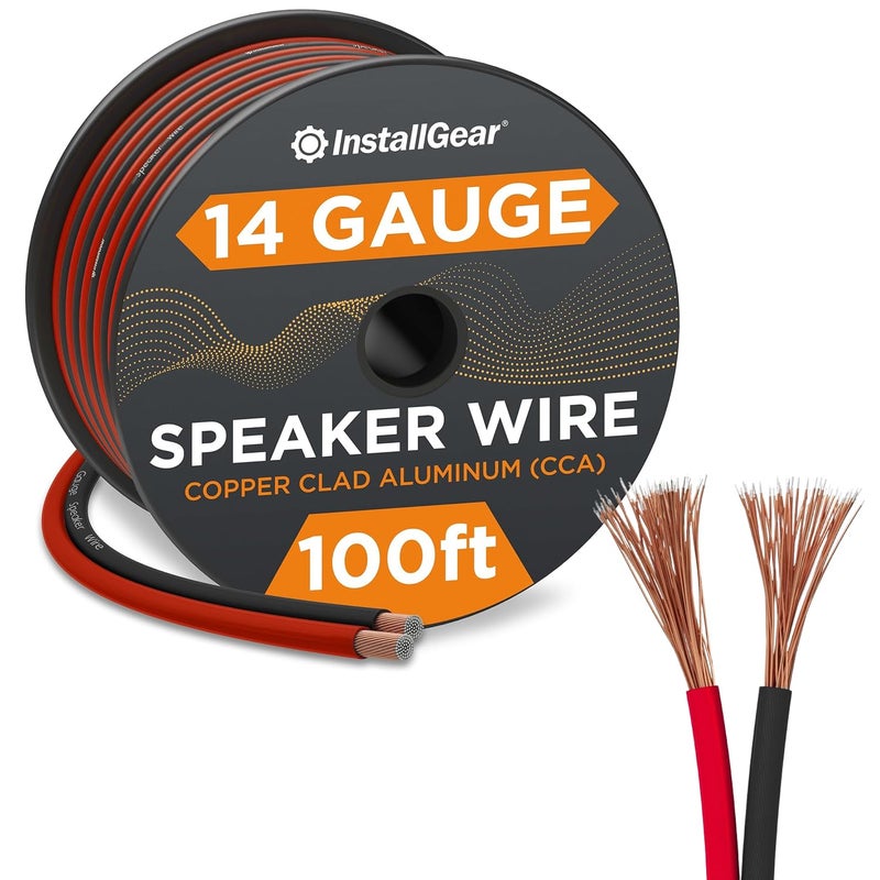 InstallGear 14 Gauge Speaker Wire RedBlack 100ft Speaker Wire for Car Home Theater Stereo Radio Surround Sound Systems 14 Gauge 100 ft Durable