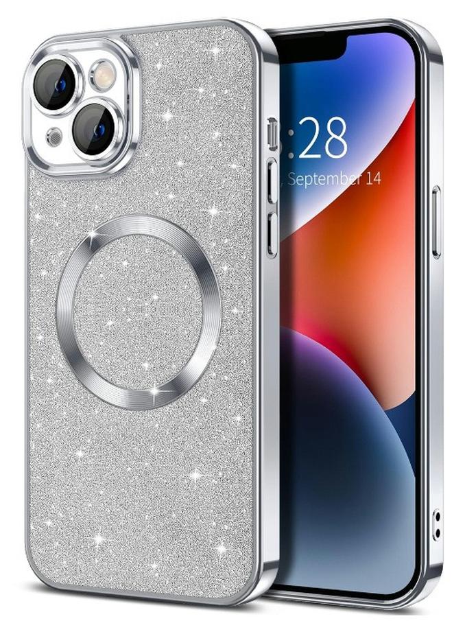 ShebSheb iPhone 15 Case Clear Magnetic Glitter Phone Cases [Compatible with MagSafe] Full Camera Lens Protector Slim Gradient Sparkle Luxury Plating Shockproof Protective Cover Women - Image 1