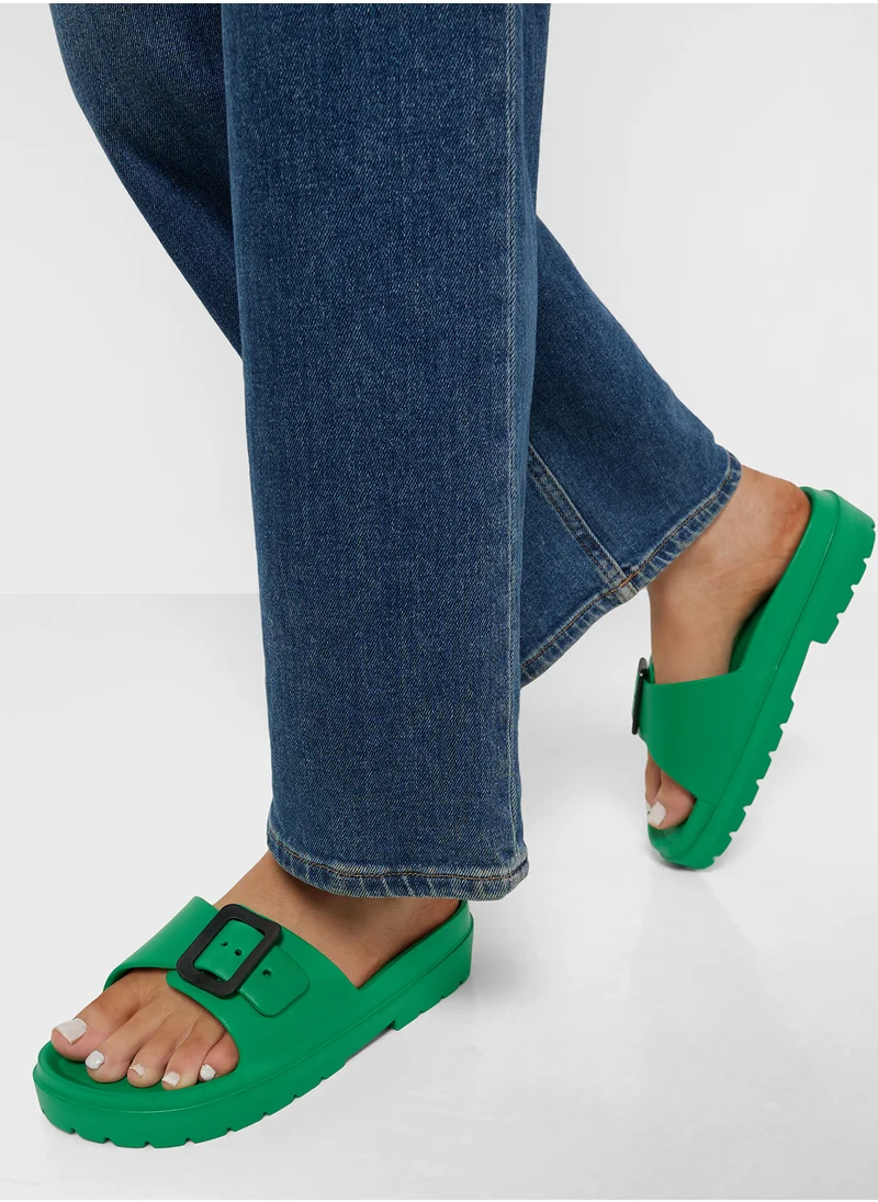 جينجر Square Buckle Slides