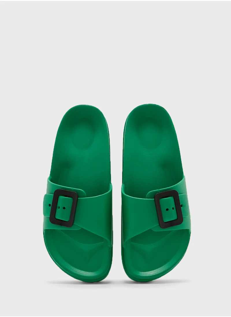 جينجر Square Buckle Slides