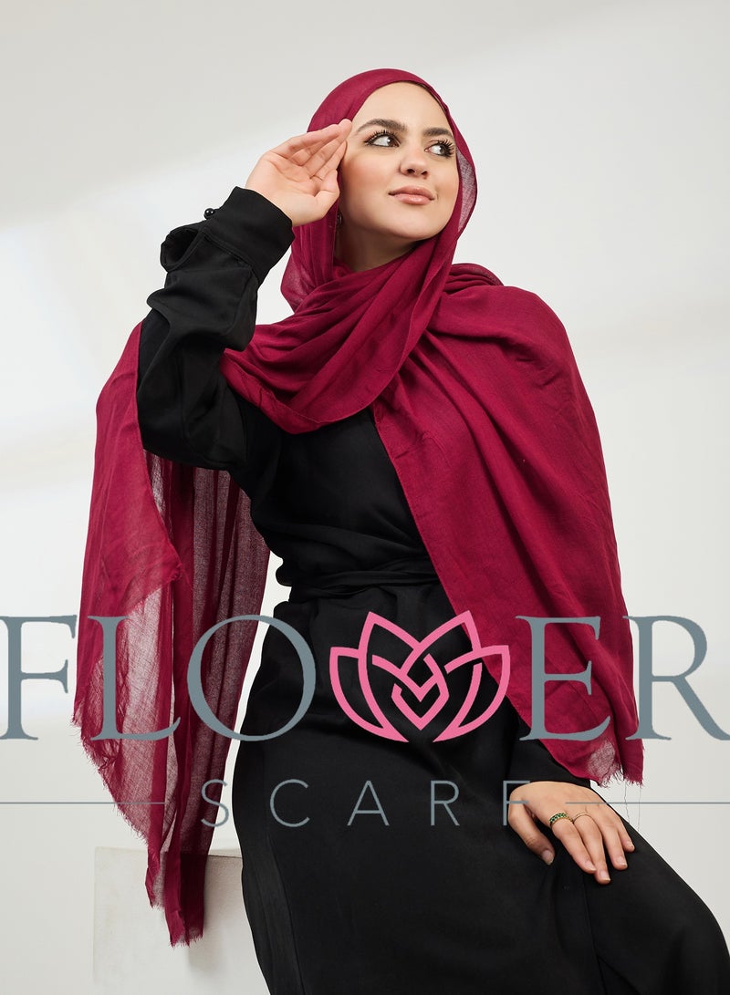 فلاور طرحة قطن مودال سادة - نبيتي - Image 4