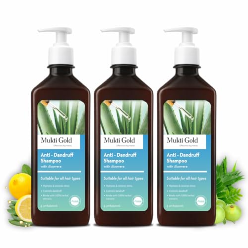 Axiom Mukti Gold Anti-Dandruff Shampoo | Goodness Of Amla,Brahmi Bhringraj,Neem | Removes Dandruff from Source| Anti-Hairfall Shampoo |Shampoo for Reduce Itching & Irritation -400 ml (Pack Of 3) - Image 1