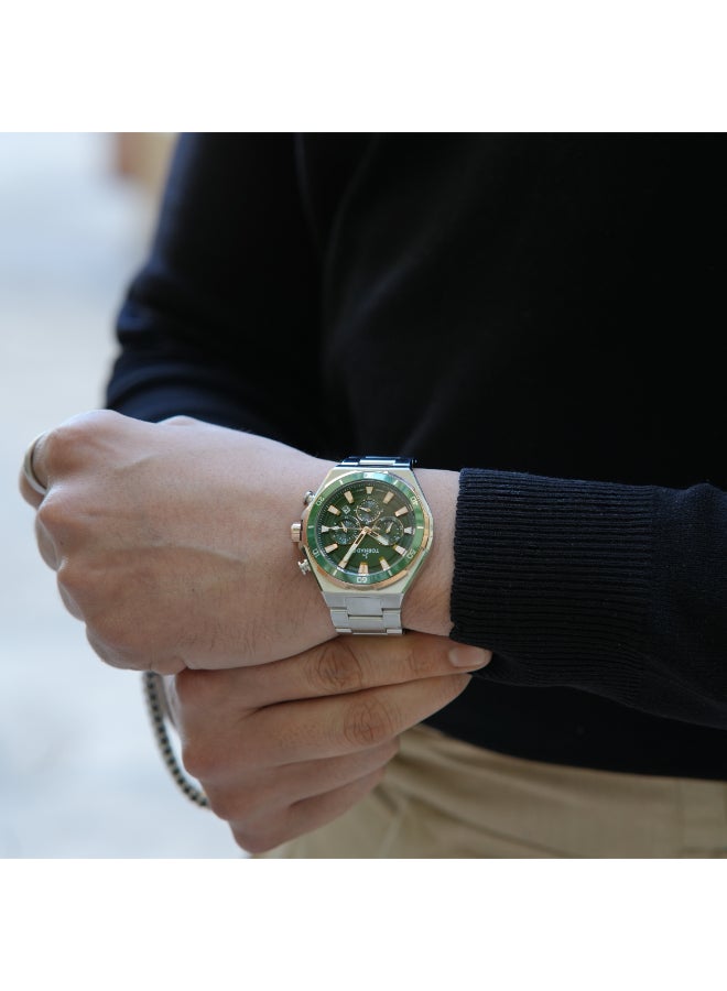 TORNADO Men's Multi Function Display Watch With Silver Stainless Steel Strap - T24104-KBSHK - Image 4