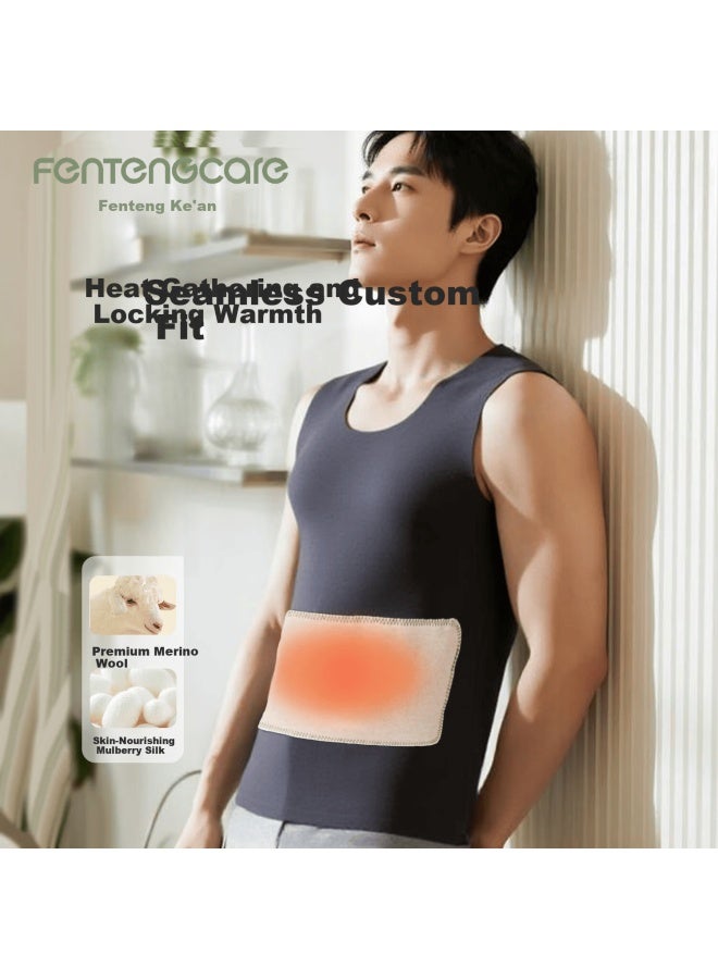 Fentengcare Men's Thermal Vest With Patch Heat Retention Thermal Underwear Top Yr - Image 2