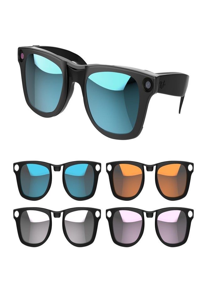 RCstyle 4Pcs Polarized Clip Compatible With Ray-Ban Meta Wayfarer Smart Glasses Color Changing Clip Set for Man and Woman Size L (Gray, Pink, Blue, Orange), Gray, Pink, Blue, Orange, L, Gray, Pink - Image 1