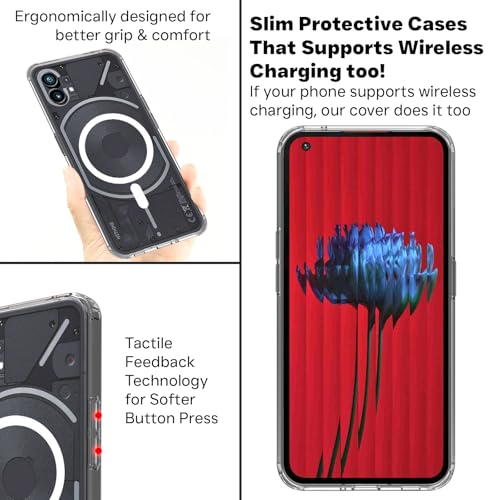 RIGGEAR Shockproof Clear Hybrid Armor Magnetic Back Cover Case Compatible with MagSafe Accessories for Nothing Phone 1 (Transparent PC + Clear TPU Bumper) - Image 5