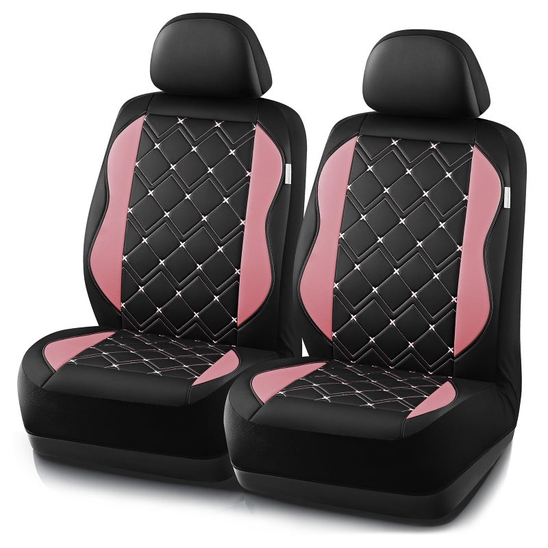 Road Comforts Seat Covers, Premium Leather Car Seat Covers Front Seat for Women Girls,Airbag Compatible, Automotive Seat Covers Universal Fit Most Cars,Vans,Truck,SUV - Image 1