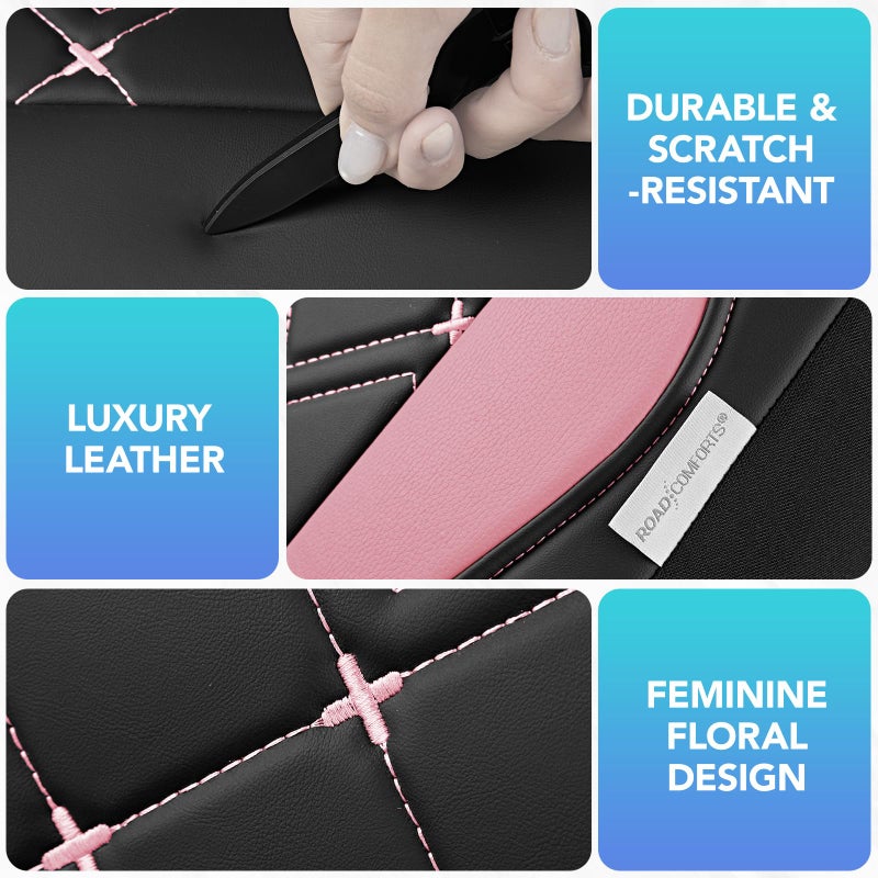 Road Comforts Seat Covers, Premium Leather Car Seat Covers Front Seat for Women Girls,Airbag Compatible, Automotive Seat Covers Universal Fit Most Cars,Vans,Truck,SUV - Image 4