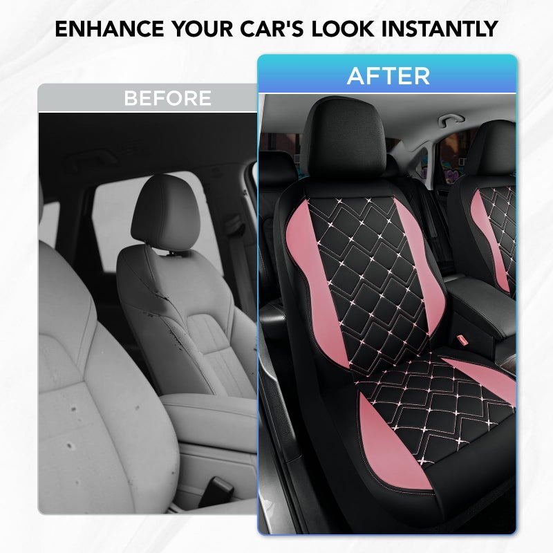 Road Comforts Seat Covers, Premium Leather Car Seat Covers Front Seat for Women Girls,Airbag Compatible, Automotive Seat Covers Universal Fit Most Cars,Vans,Truck,SUV - Image 3