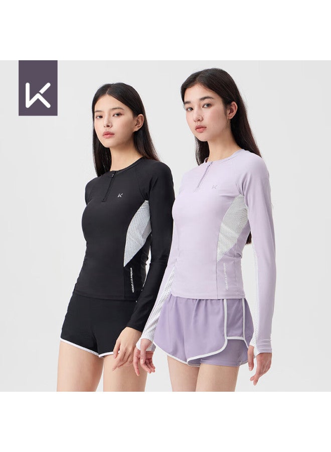 Keep Women's Split Long Sleeve Sunscreen Plus Size Swimsuit For Curvy Girls Hot Springs Swimming Suit 987 Purple 2XL - Image 3