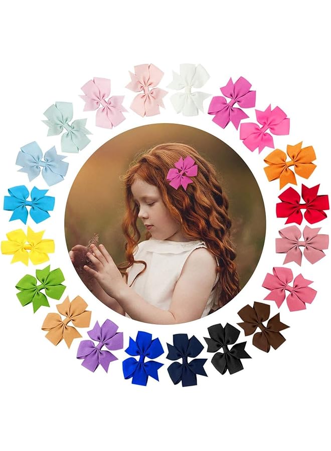 KASTWAVE Bow Hair Clips For Little Girls 20Pcs Baby Girls Clips 2" Grosgrain Hair Bows Children'S Alligator Clip Boutique Ribbon Kids Hair Accessories For Baby Girls Toddlers Kids - Image 1