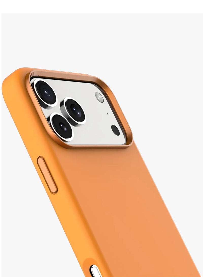 LEVELO iPhone 17 Pro Max Iris Magsafe Liquid Silicone Case / Shock-Resistant Bumper / Strong Magnets - Orange - Image 3