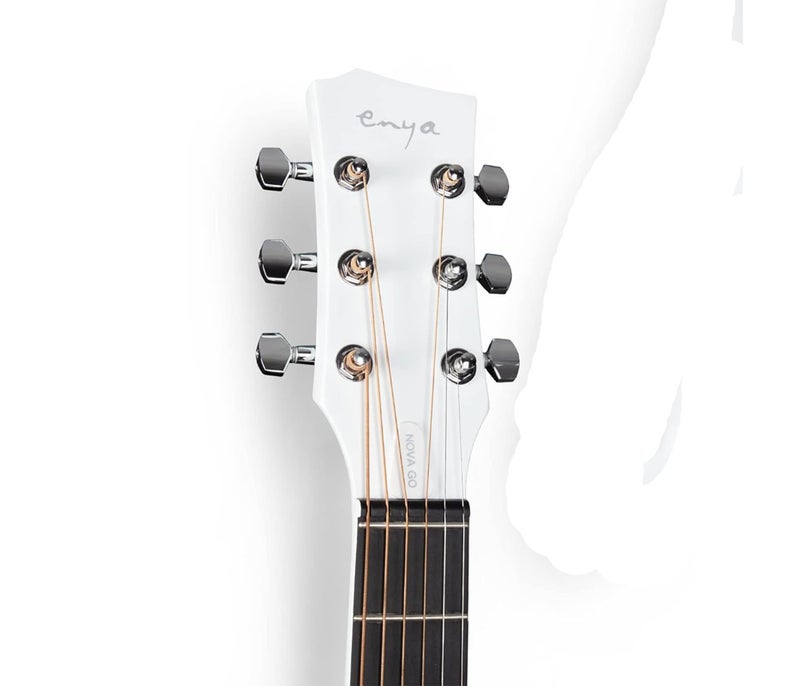 Enya Nova Go Sp1 Carbon Fiber Electric Acoustic Travel Guitar - White - Image 5