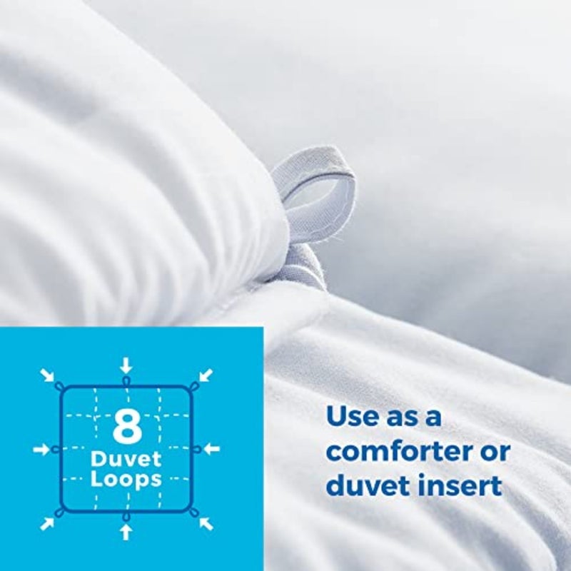 Reversible Down Alternative Comforter and Duvet Insert - All-Season Comforter - Box Stitched Comforter - Bedding for,Teens, and Adults Grey/White Stripe - Oversized Queen - Image 4