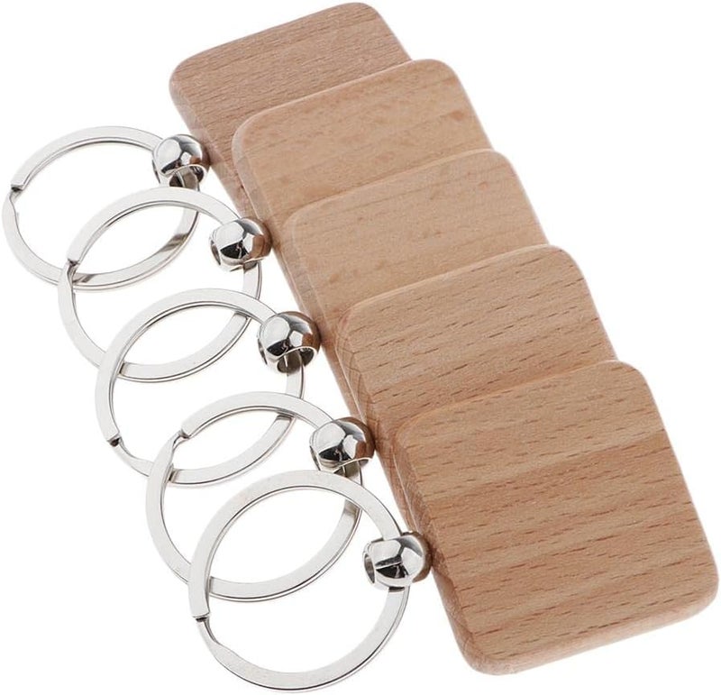 klarako 5x Wooden Blank Charms Pendants For Keychain Keyrings Phone Chain Decors Diy - Wood, square 37x37mm - Image 3