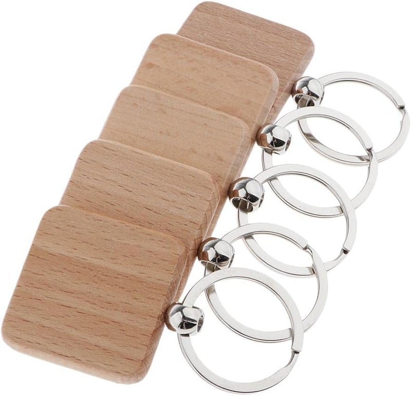 klarako 5x Wooden Blank Charms Pendants For Keychain Keyrings Phone Chain Decors Diy - Wood, square 37x37mm - Image 5