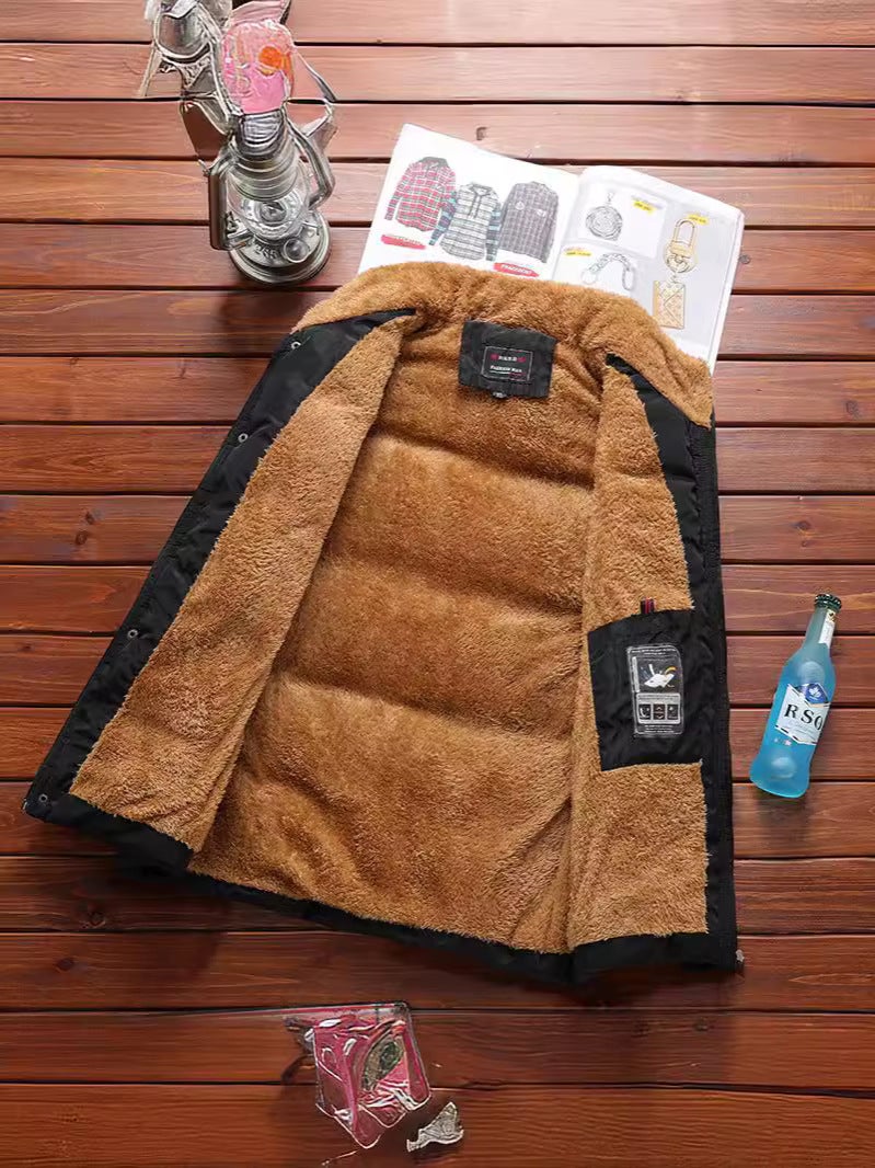 Vest Men'S Plus Size Fleece-Lined Thickened Warm Vest Men'S Cotton Horse Clip Waistcoat Cotton Dad'S Wear - Image 3