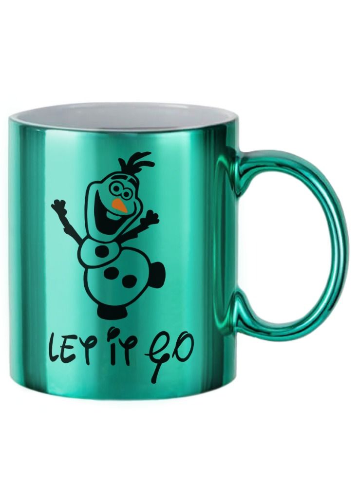 إم إي سي كوب قهوة مطبوع عليه Let It Go Frozen Olaf 11 أونصة أخضر ميتاليك - Image 1
