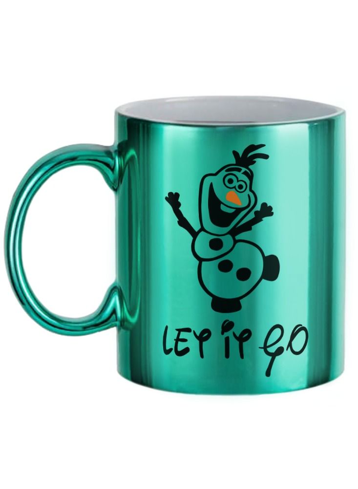 إم إي سي كوب قهوة مطبوع عليه Let It Go Frozen Olaf 11 أونصة أخضر ميتاليك - Image 2