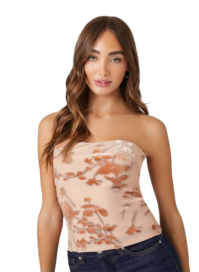 FOREVER 21 توب أنبوبي مخملي مزهر - Image 1