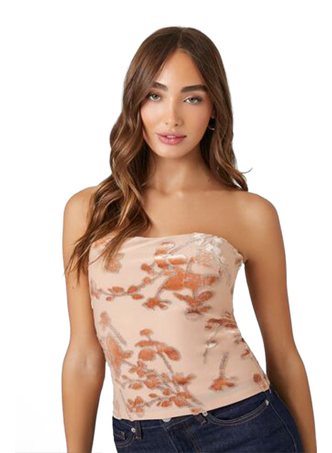 FOREVER 21 توب أنبوبي مخملي مزهر - Image 2