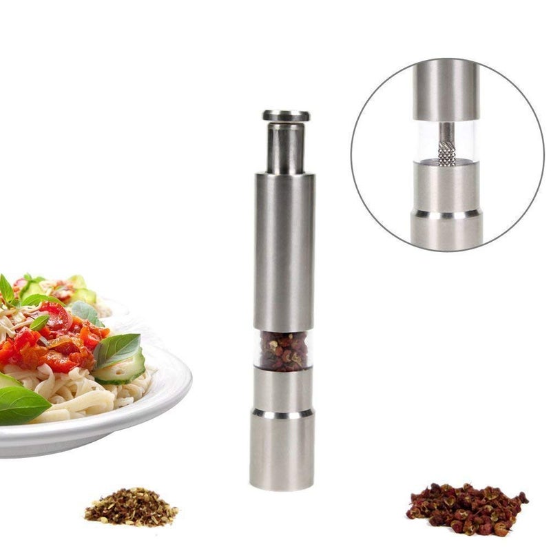 Honexa Stainless Steel Salt and Pepper Miller Grinder Hand Thumb Press Crusher Set Machine with Stylish Design for Grinding Salt and Black Pepper Pack1 - Image 4