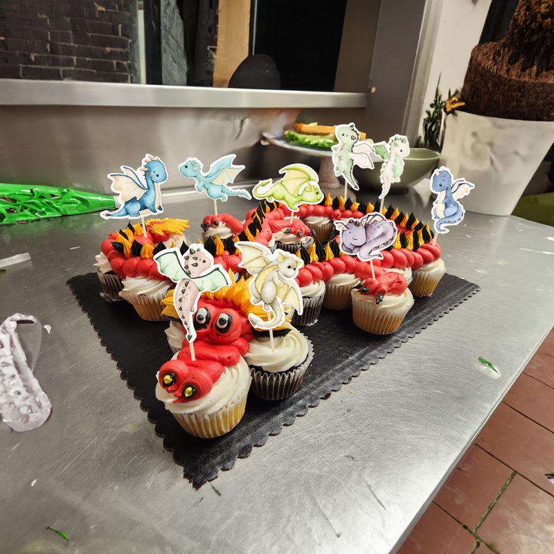 Ephlyn 36Pcs Dragon Party Cupcake Toppers Dragon Birthday Party Decoration Fantasy Dragon Cake Decorations for Flying Dragon Baby Shower Supplies - Image 4