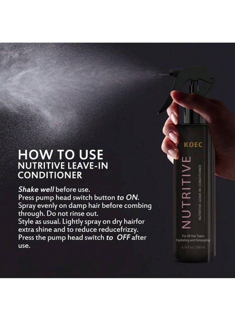 KOEC بلسم مغذي بدون شطف 200 مل يلمع ويصلح خصلات الشعر الملون والمصبوغ يحمي لون الشعر يوفر حماية حرارية بخاخ بلسم مرطب ومزيل تشابك للشعر بدون شطف - Image 3