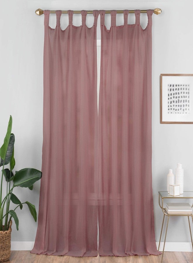Vue Semi-Sheer Curtains for Bedroom - Priya 50" x 95" Light Filtering Single Panel Tab Top Window Treatment for Living Room, Dark Rose - Image 2
