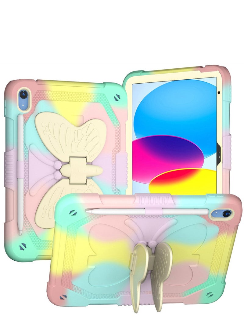 iPad 10.9 Case 2022 iPad 10th Generation Case Butterfly Wings Kickstand 3D Heavy Duty Rugged Shockproof Full Body Protective Tablet Case for iPad 10.9 Inch 10th Gen for Kids  - Image 1