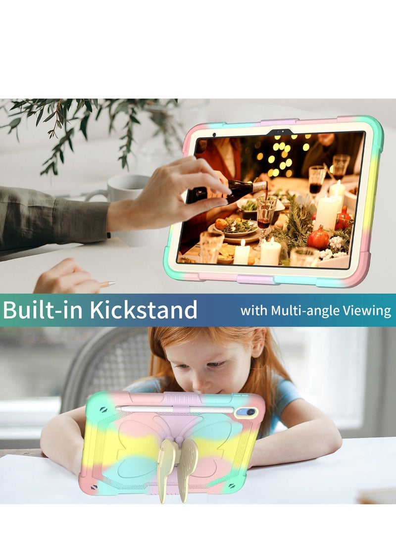 iPad 10.9 Case 2022 iPad 10th Generation Case Butterfly Wings Kickstand 3D Heavy Duty Rugged Shockproof Full Body Protective Tablet Case for iPad 10.9 Inch 10th Gen for Kids  - Image 5