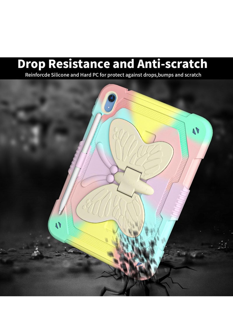 iPad 10.9 Case 2022 iPad 10th Generation Case Butterfly Wings Kickstand 3D Heavy Duty Rugged Shockproof Full Body Protective Tablet Case for iPad 10.9 Inch 10th Gen for Kids  - Image 4