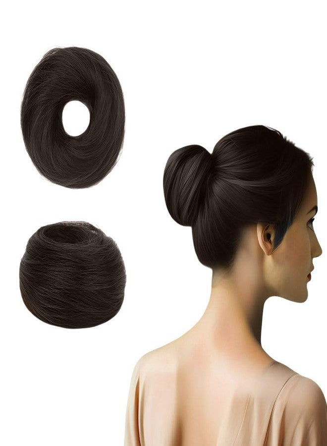 BLUSHIA Natural Human Hair Buns - Messy Juda Bun - Donut Scrunchies with Elastic Rubber band - Brown (Pack of 1) - Image 2