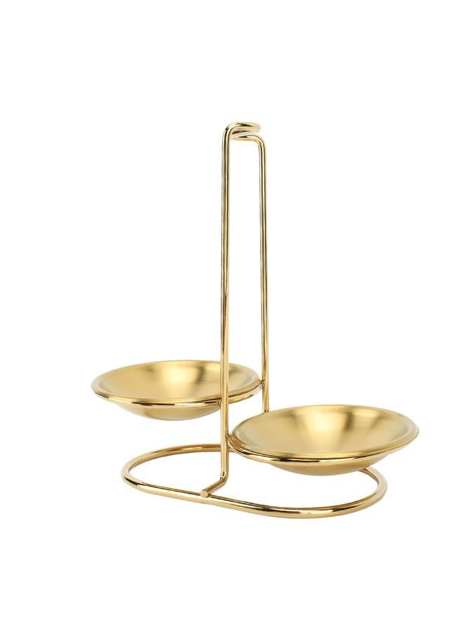 زد Vertical Soup Ladle Holder Spoon Rest Stainless Steel Easy Access Cooking Utensils Stand for Kitchen Cookware Hot Pot Golden with 2 Plate  - Image 3