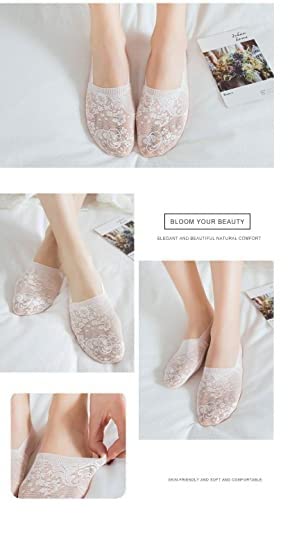 CHACKO Women Anti-Skid Lace Net Ankle Length Socks/Footie/Sock Liner/Foot Cover (Pack Of 2) Free Size,Multi - Image 5
