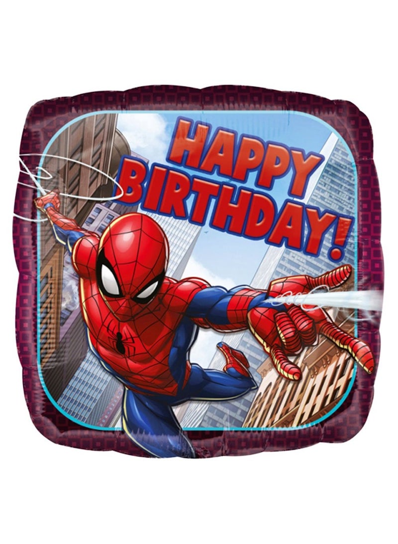 بالون عيد ميلاد سعيد سبايدرمان مربع من رقائق الألومنيوم مقاس 43 سم