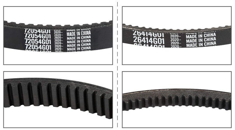 10L0L Clutch Drive Belt & Starter Generator Belt Kit for EZGO TXT, Medalist, Workhorse 1994-up Golf Cart with 295/350cc Robin Engines, OEM 72054G01 72024G01 72025G01 26414G01 630587