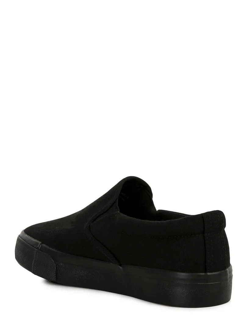 London Rag Black Slip On Canvas Sneakers